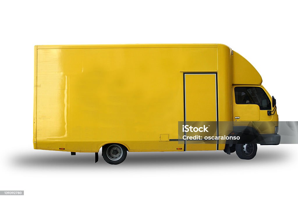 Camion giallo w clipping linea - Foto stock royalty-free di Autocarro ribaltabile