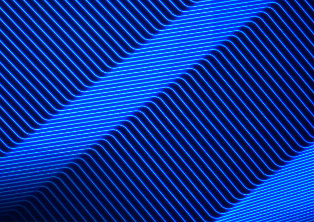 istock Blue neon curved lines abstract futuristic geometric background 1393928468