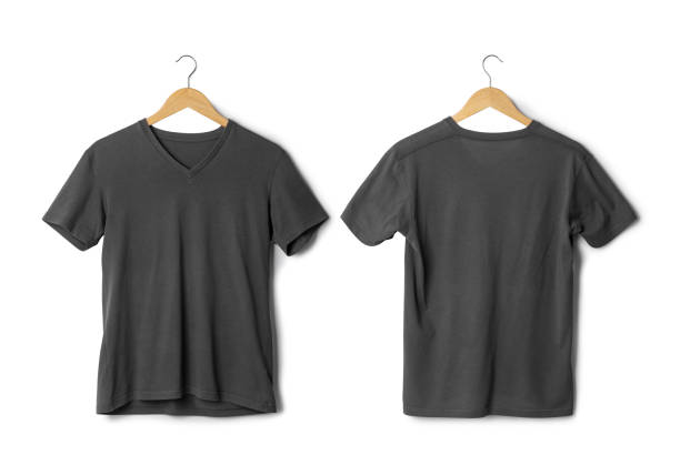 istock Gray T shirt mockup hanging isolated on white background with clipping path 1393932912