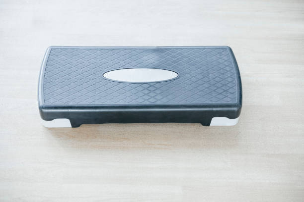 istock Step Platform on GYM floor close up view 1393935618