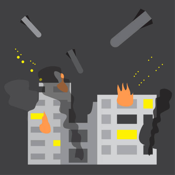 Illustration with bomb tower for site design. Vector illustration. stock image. Illustration with bomb tower for site design. Vector illustration. stock image. EPS 10. drawing of the destroyed city stock illustrations