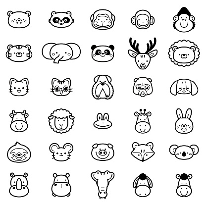 Animal characters vector art illustration.
Cute Animals icon set.