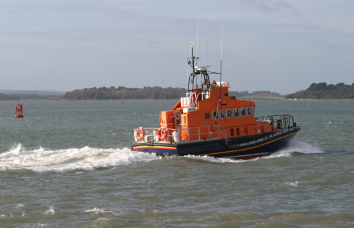 Lifeboat under way in Poole Harbour