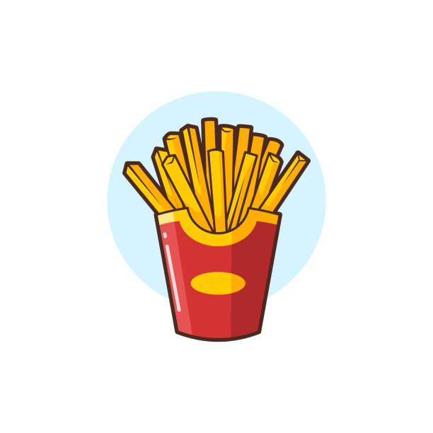 illustrations, cliparts, dessins animés et icônes de illustration de français illustration de dessin animé vectoriel fries - fast food illustration isolée sur fond blanc - frites