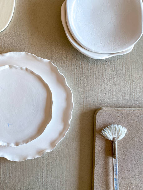 Bisque Fired Ceramics with Glazing Brush