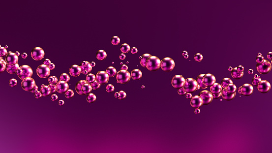 Abstract flying spheres on colorful background, 3d render.