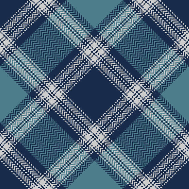 Tartan plaid pattern in blue, teal green, grey. Herringbone seamless stitched diagonal check for flannel shirt, blanket, skirt, scarf, other modern spring summer autumn winter fashion textile print. Tartan plaid pattern in blue, teal green, grey. Herringbone seamless stitched diagonal check for flannel shirt, blanket, skirt, scarf, other modern spring summer autumn winter fashion textile print. spring fashion stock illustrations