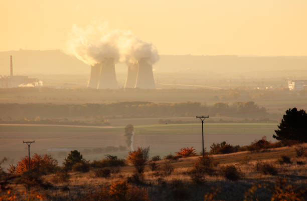 Nuclear power plant at sunrise