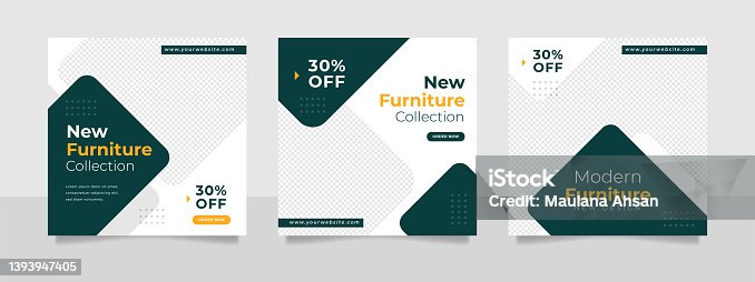 istock Minimalist furniture and home interior sale banner or social media post template 1393947405