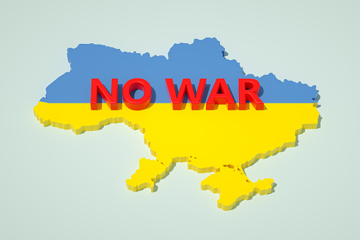 No War, Ukraine map, 3d render.