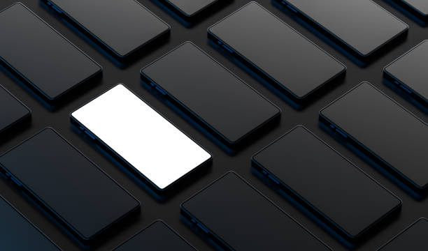 istock Smart phone mock up isolated on dark background. 3D illustration. 1393950282