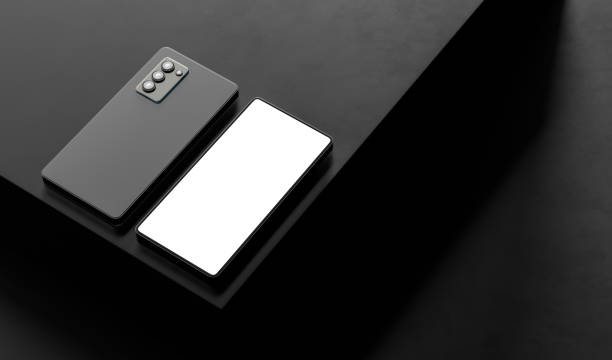 istock Smart phone mock up isolated on dark background. 3D illustration. 1393950290