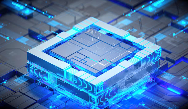 istock 3D rendering of cyberpunk AI. Circuit board. Technology background. Central Computer Processors CPU and GPU concept. Motherboard digital chip. Tech science background. 1393950595