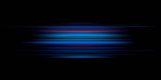 Motion light effect for banners. Blue lines. The effect of speed on a blue background. Red lines of light, speed and movement
