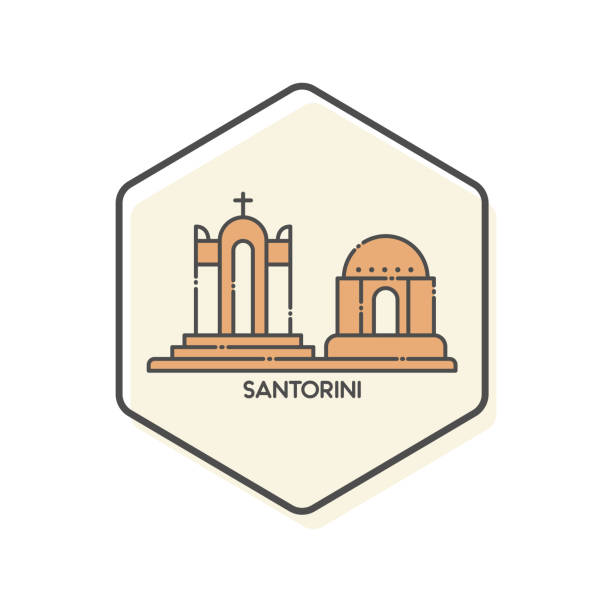 ilustrações de stock, clip art, desenhos animados e ícones de santorini outline icon, line icon, greece. outline icon -  landmarks building icon - line icon - vector illustration - mediterranean culture western europe local landmark international landmark