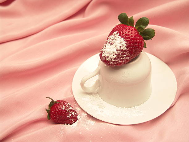 Strawberry on a cup stock photo