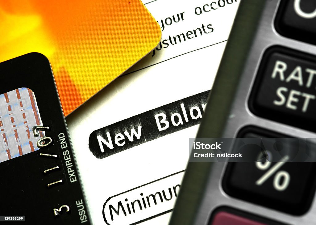 Declaración de la tarjeta de crédito - Foto de stock de Calculadora libre de derechos