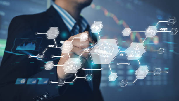 istock Business people using internet connection technology for global economic analysis. Digital marketing and financial accounting concept of future banking with big data of world economy 1393953150