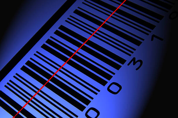 Blue barcode scan # 2 stock photo