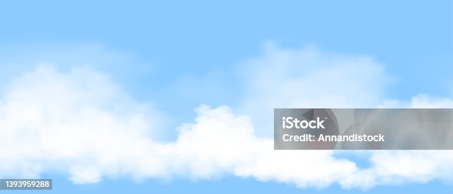 istock Blue sky with clouds horizontal seamless pattern.Banner Endless cloudy texture for spring background, Horizon sky scape of weather season,Vector 3D illustration beautiful nature for Summer backdrop 1393959288