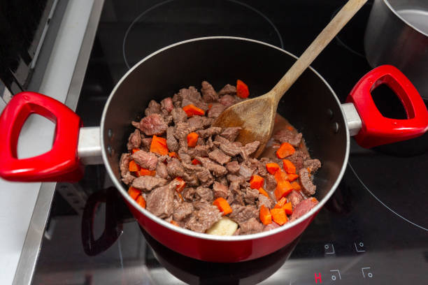 istock Homemade stewed beef in a pot for dinner 1393959552