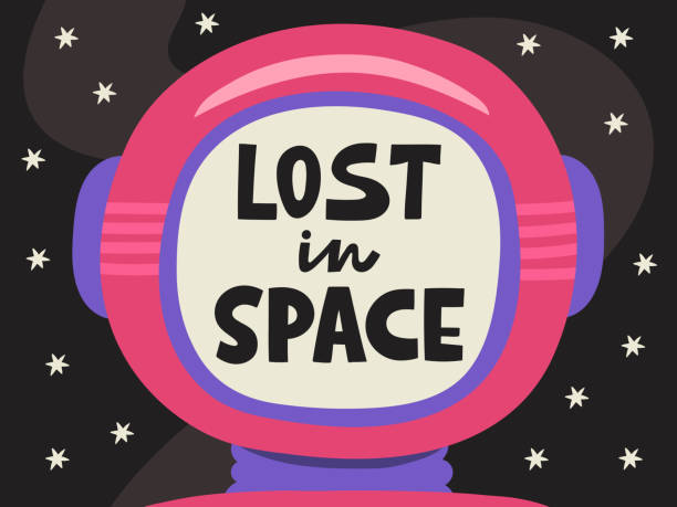 Lost in space cute lettering poster, print, card. Vector illustration Lost in space cute lettering poster, print, card. Vector illustration lost in space stock illustrations