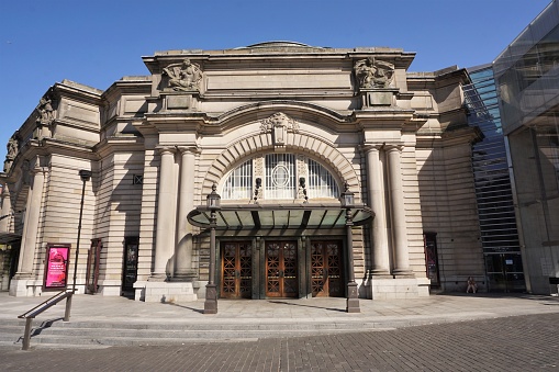 Usher Hall, Edinburgh - 23 April 2022: Looking at the outside of the Usher Hall, a large concert venue in Edinburgh.