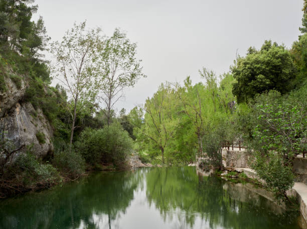 Pools of Pou Clar in Ontinyent, Valencia. Near Ontinyent there are several pools with cold water. Trails through a canyon to a stretch of the river with waterfalls and natural pools with transparent waters in which to bathe.