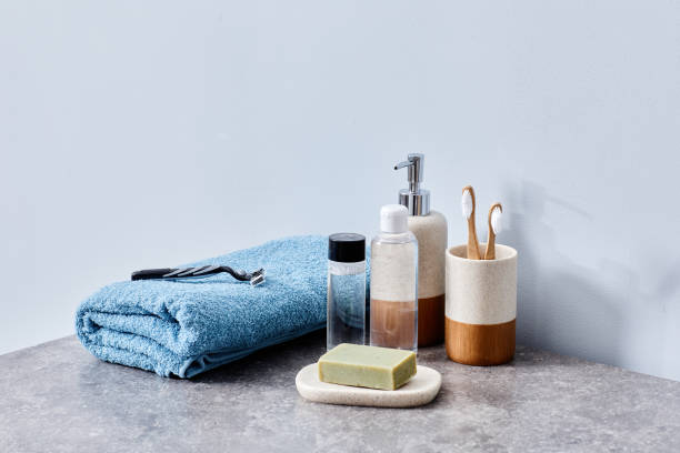 istock Personal accessories for hygiene in bathroom 1393964116