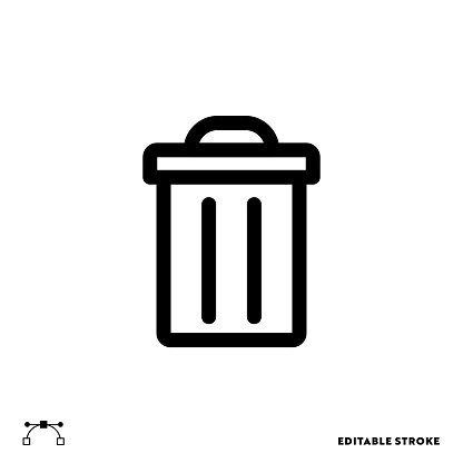 Trash Icon Design with Editable Stroke. Suitable for Web Page, Mobile App, UI, UX and GUI design.