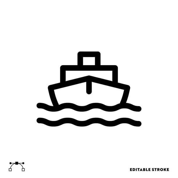 Vector illustration of Yacht Icon Design with Editable Stroke. Suitable for Web Page, Mobile App, UI, UX and GUI design.
