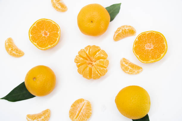 istock Tangerine or kamala over on white background, top view 1393965712