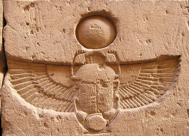 Edfu temple, scarab,  Egypt, Africa stock photo