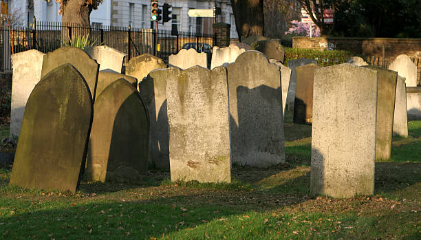 istock Crowded church yard, with gravestones in the evening sun, St. Ma 139396906