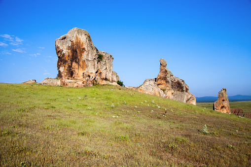 View of the rock formations and ancient rock tombs of the Phrygian valley