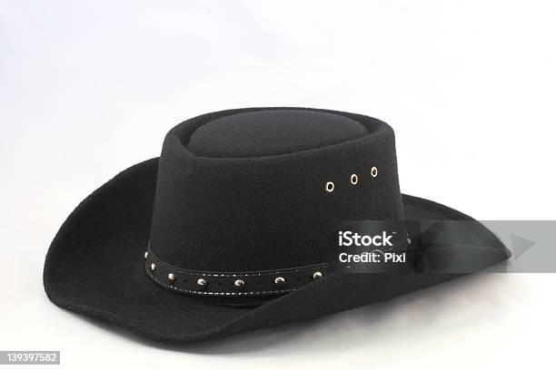 Pretos Com Debruns Prateados Chapéu Ocidental - Fotografias de stock e mais imagens de Chapéu de Cowboy - Chapéu de Cowboy, Cor preta, Branco