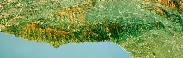 Santa Monica Mountains Panorama Satellite Image Topographic 3D View