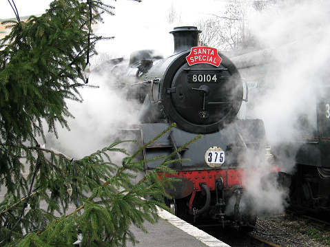 Santa Special steam locomotive. A UK British steam engine that is used as the \