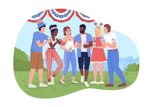 July Events Graphics July Fourth Celebration Party 2d Vector Isolated Illustration Stock ...