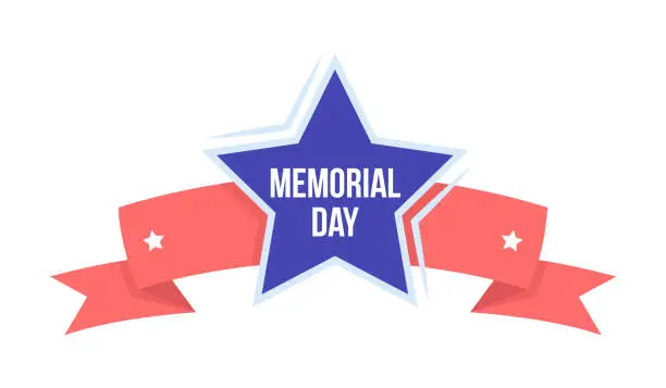 Vector illustration of Star and stripe for American Memorial day semi flat color vector object
