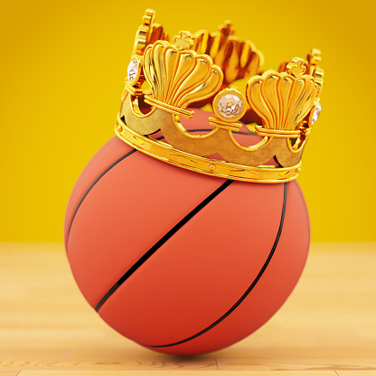 Basketball with Golden King's Crown. 3d Render