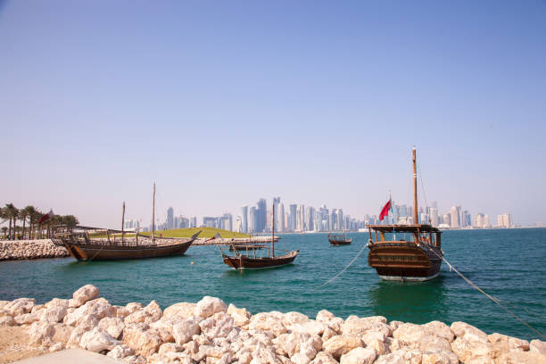 istock Traditional dhow boats in Qatar. 1393982582