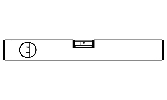 Hand drawn spirit level. Instrument designed to indicate whether a surface is horizontal or vertical. Doodle style. Sketch. Vector illustration