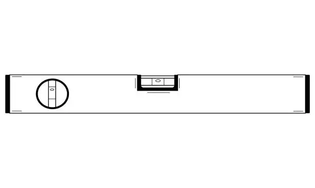 Vector illustration of Hand drawn spirit level. Instrument designed to indicate whether a surface is horizontal or vertical. Doodle. Vector.