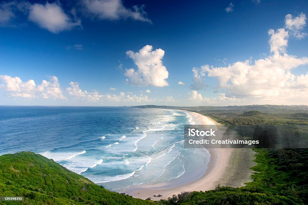Aerial view of a large beach showing waves on a sunny day Thanks for those who have used and downloaded my photos, GREATLY appreciated.  Byron Bay Stock Photo