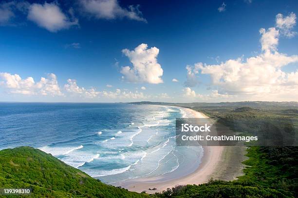 Aerial View Of A Large Beach Showing Waves On A Sunny Day Stock Photo - Download Image Now