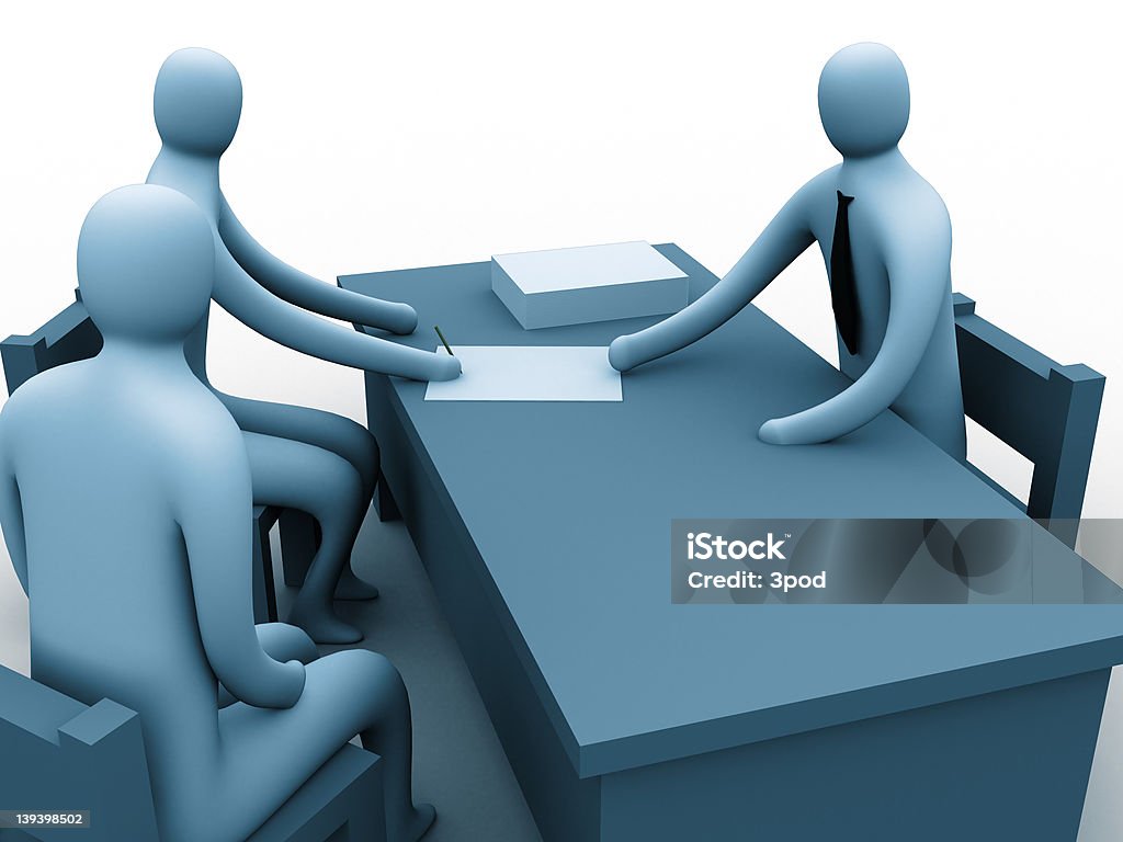 In the office. 3d people in an office. Agreement Stock Photo