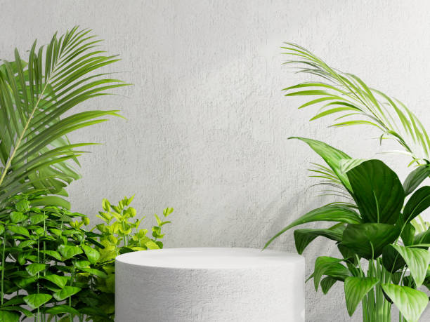 istock Concrete podium in concrete room for product presentation. 1393986961