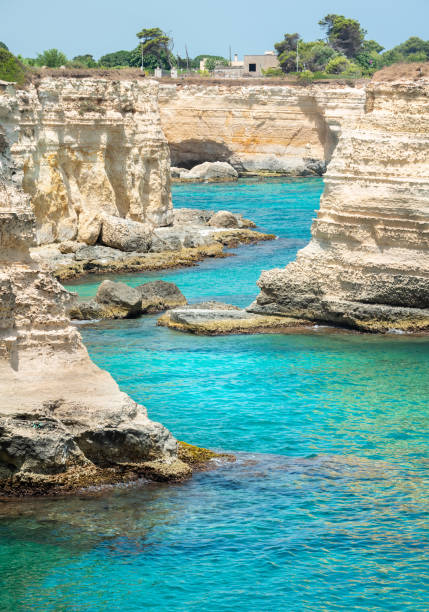 istock Beautiful turquoise sea with stacks and rocky coast 1393987096