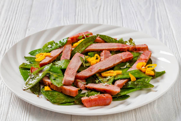 istock fried sugar snap peas with tuna slices 1393987121